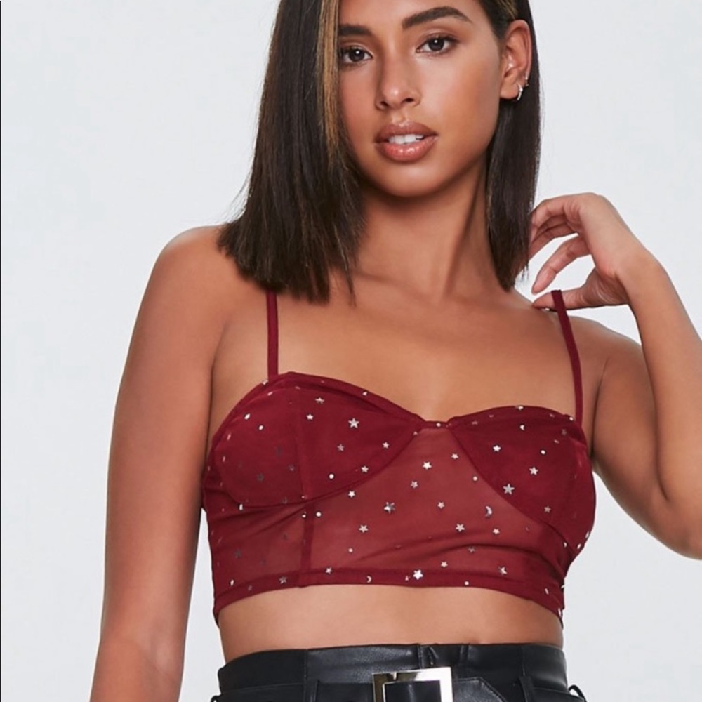 NEVER WORN Moon and Stars Cropped Top